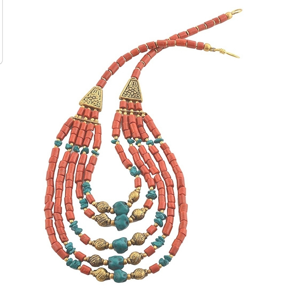 Boho style multi strand beaded necklace